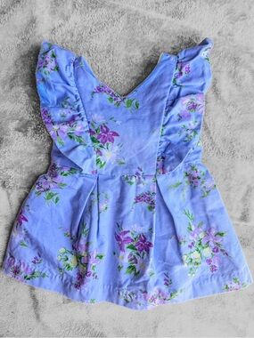 Janie and Jack Periwinkle Floral Ruffle Dress sz 6 12 month Formal Cotton Light